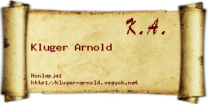 Kluger Arnold névjegykártya